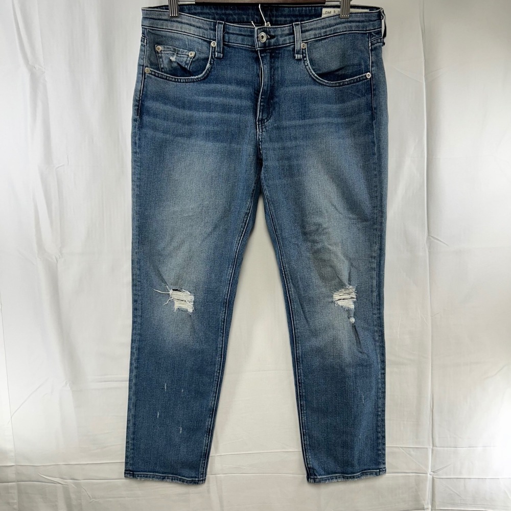 Rag & Bone Dre Slim Boyfriend Jeans Womens 30 Blue Distressed Low Rise